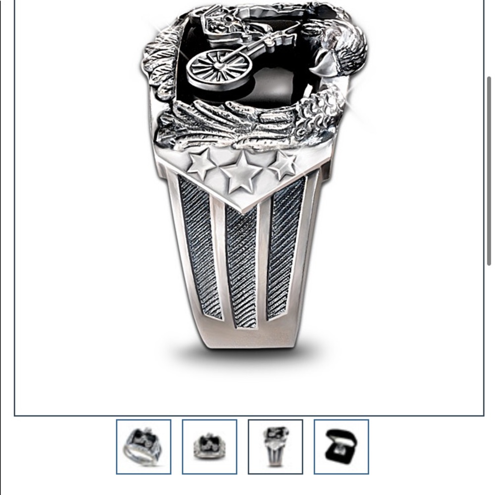 🏍 Silver & Onyx Motorcycle Ring - Picture 6 of 13